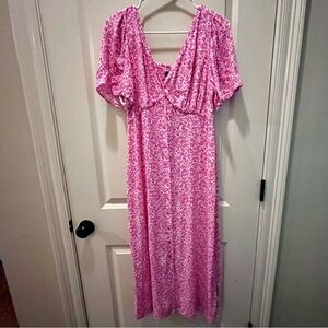Pink Floral Women's Maxi Dress